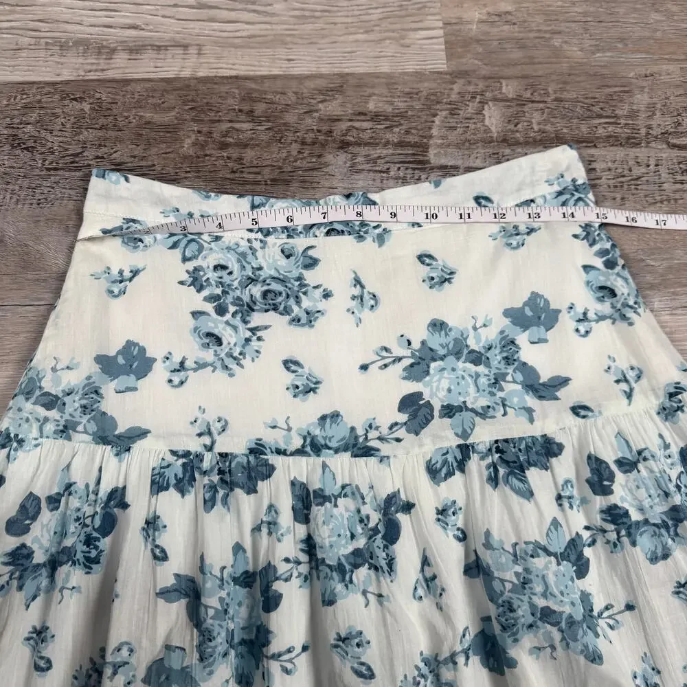 NWT dRA Los Angeles Blue Floral Midi Skirt Coquette Cottagecore Medium